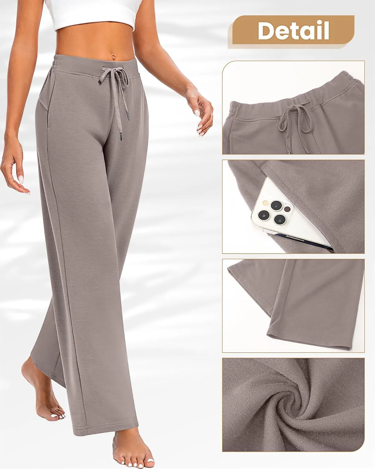 2 Pack Women Sweatpants Drawstring Waist Loose Yoga Baggy Joggers Casual Wide Leg Pants with Pockets