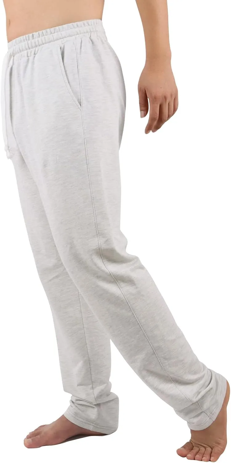 AMY COULEE Mens Cotton Athletic Pants Open Bottom Running Sweatpants Straight Leg Casual Joggers with Pockets
