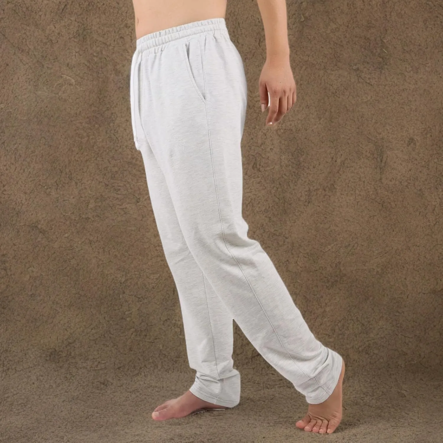 AMY COULEE Mens Cotton Athletic Pants Open Bottom Running Sweatpants Straight Leg Casual Joggers with Pockets