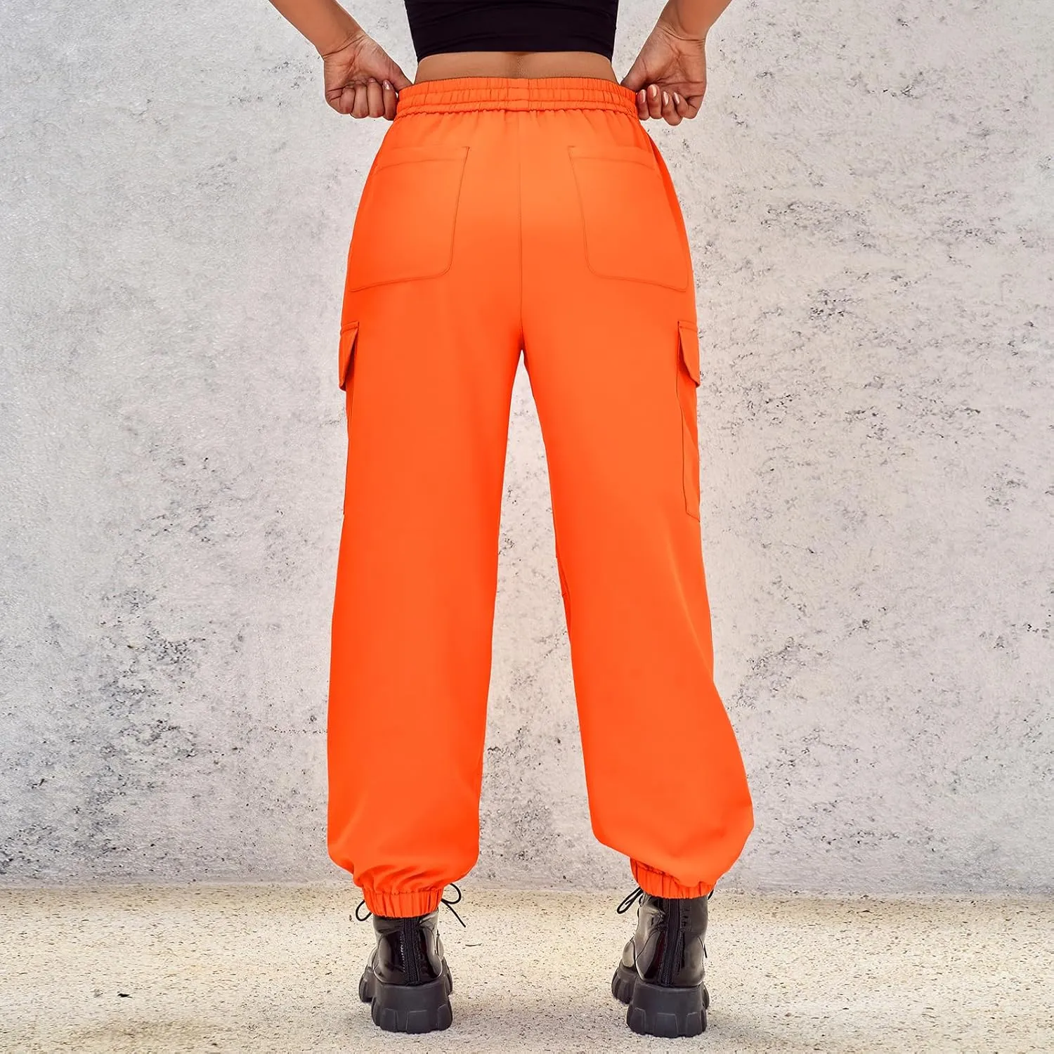 Baggy Cargo Pants Women High Waisted Parachute Pants Lightweight Hiking Joggers Streetwear with Pockets