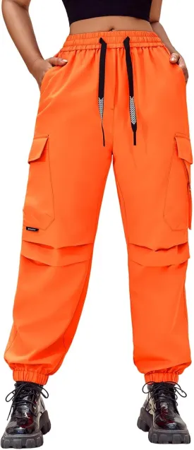 Baggy Cargo Pants Women High Waisted Parachute Pants Lightweight Hiking Joggers Streetwear with Pockets