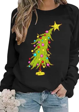 Christmas Tree Sweatshirt: Women's Christmas Graphic Crewneck Tee