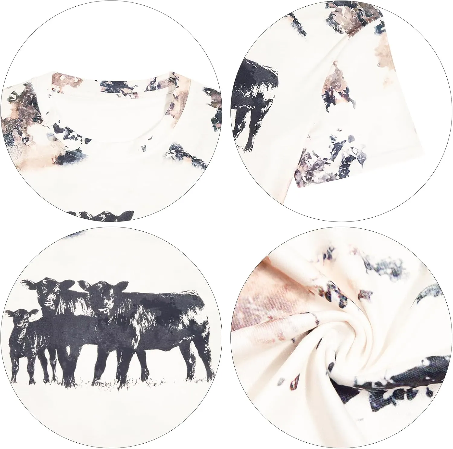 Cow Shirts for Women Easily Distracted by Cows Bleached Cowgirl T-Shirt Short Sleeve Vintage Western Tops