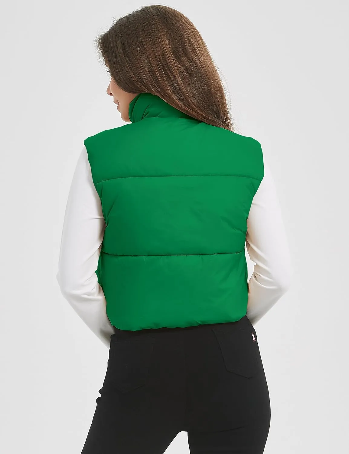 COZYPOIN Cropped Puffer Vest Womens Stand Collar Sleeveless Lightweight Padded Jacket Winter Warm Down Vests Jacket