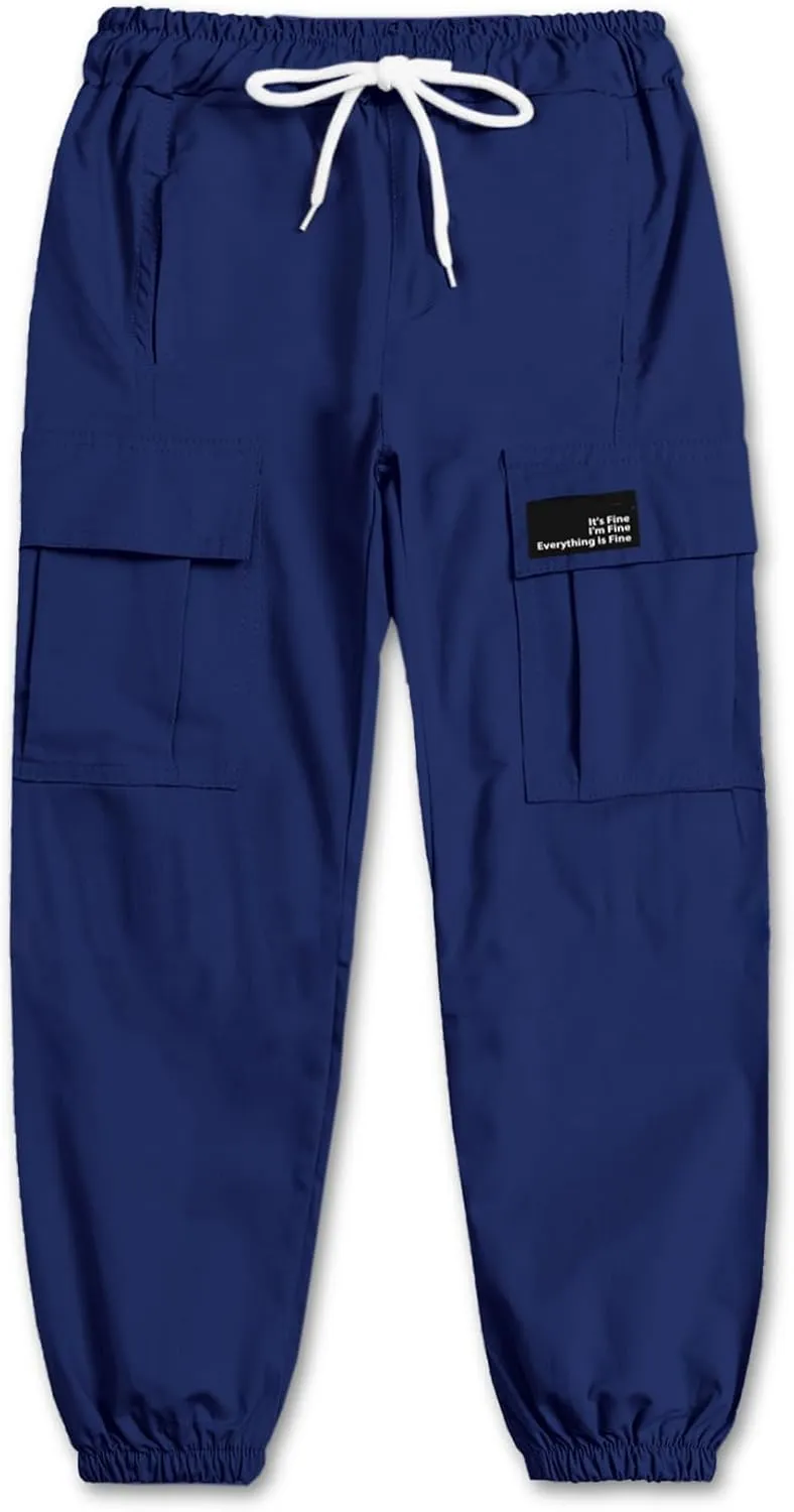 Cromoncent Girls&Womens Cargo Pants Elastic Waist Lightweight Outdoor Jogger Pants, 6 Years - XX-Large