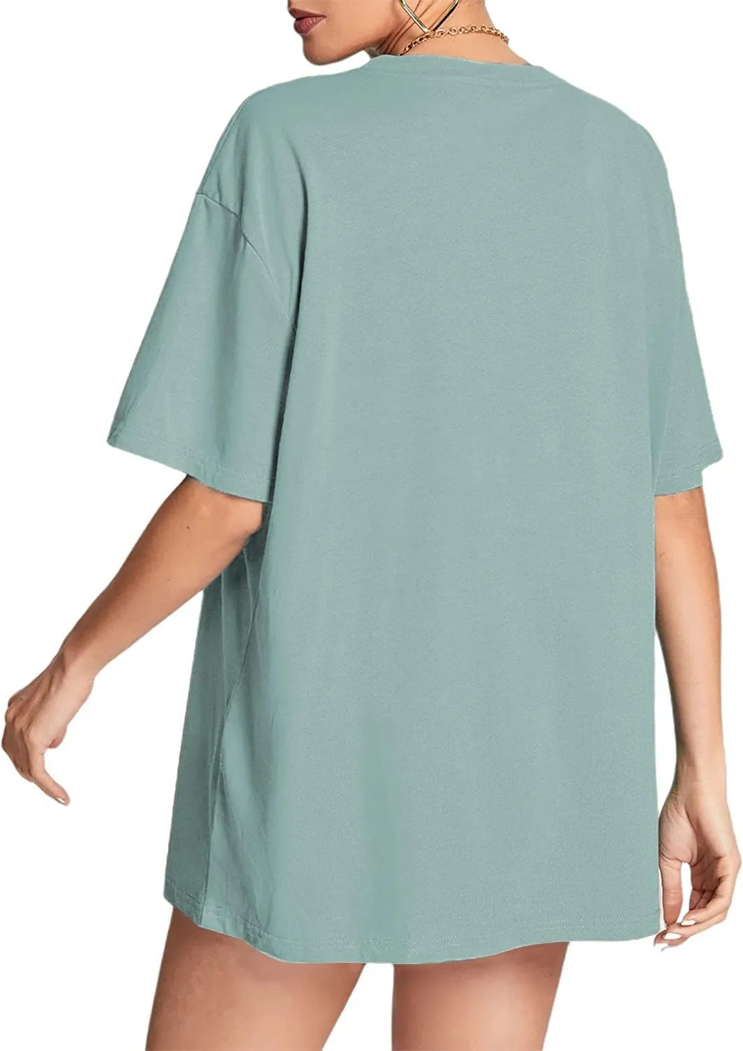 CSDAJIO Women's Casual Short Sleeve Loose Shirt Oversized T-Shirt Trendy Going Out Crew Neck Summer Graphic Tees