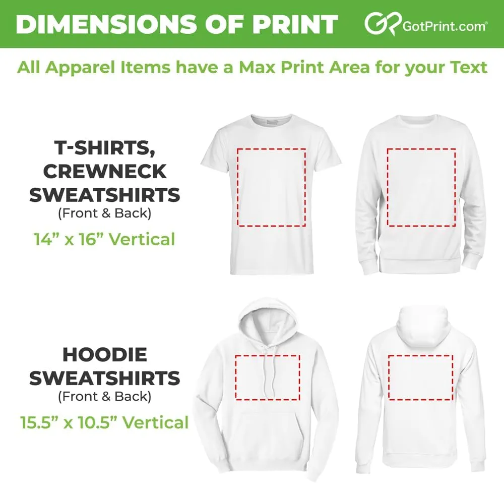 GotPrint Custom Shirt for Men, Women, Add Your Own Text Personalized T Shirts, Customizable Shirt Front/Back Soft Graphic Tee