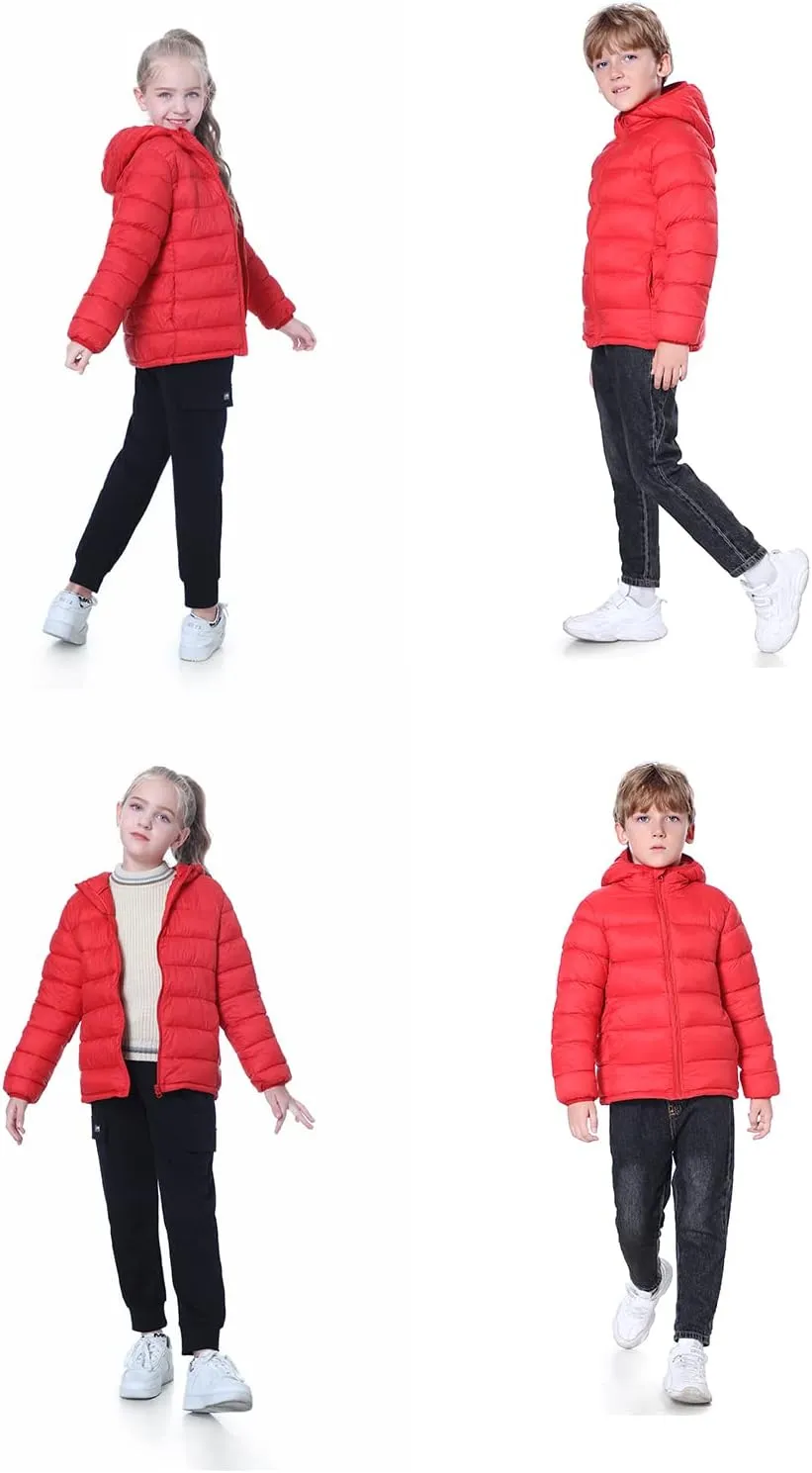 Hooded Puffer Jackets for Boys and Girls  Lightweight and Packable  Autumn and Winter Coat, Warm and Comfy