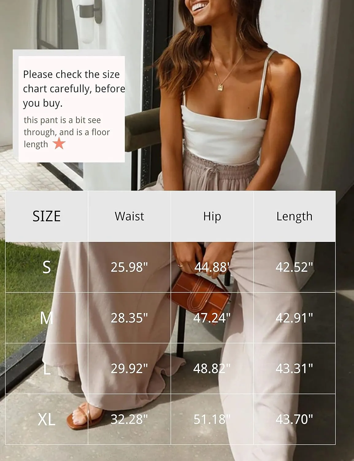 Hooever Women's Wide Leg Pants Flowy Drape Ruffle Drawstring Waist Palazzo Pants