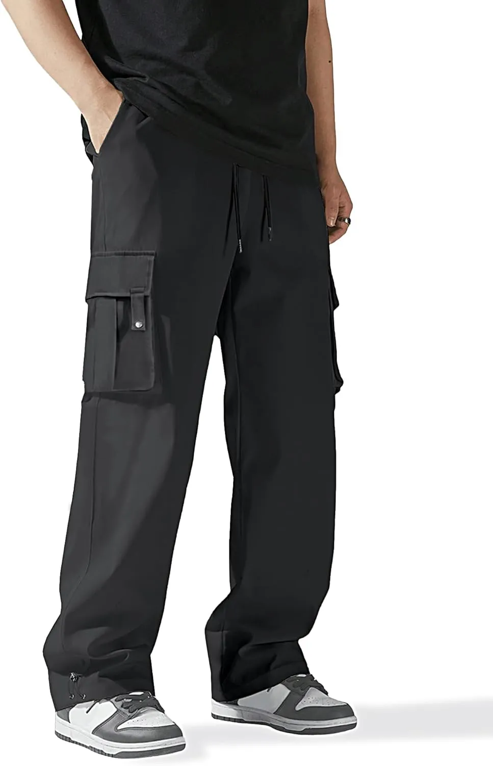 HOTake Cargo Pants for Men Drawstring Elastic Waist Mens Baggy Pants Hiking Joggers Sweatpants
