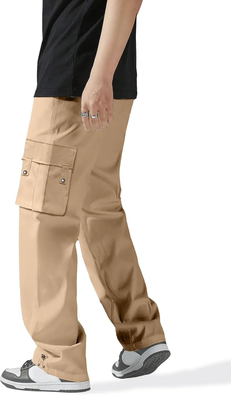 HOTake Cargo Pants for Men Drawstring Elastic Waist Mens Baggy Pants Hiking Joggers Sweatpants