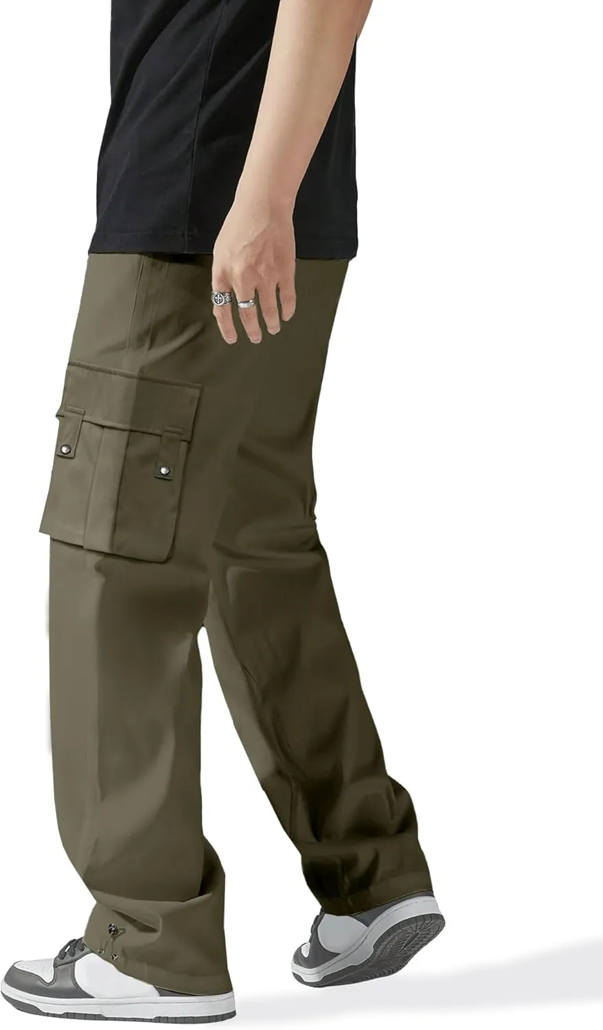 HOTake Cargo Pants for Men Drawstring Elastic Waist Mens Baggy Pants Hiking Joggers Sweatpants