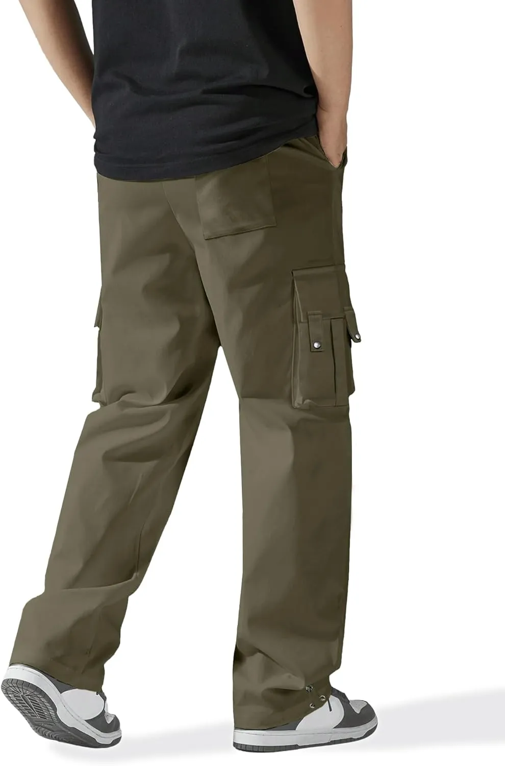 HOTake Cargo Pants for Men Drawstring Elastic Waist Mens Baggy Pants Hiking Joggers Sweatpants