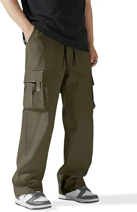 HOTake Cargo Pants for Men Drawstring Elastic Waist Mens Baggy Pants Hiking Joggers Sweatpants
