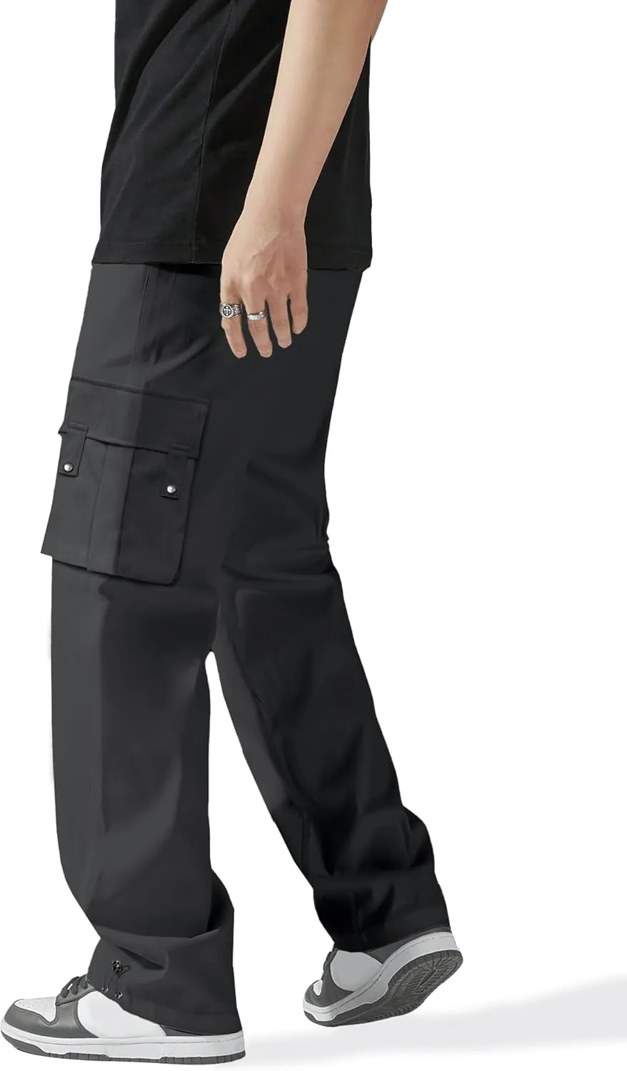 HOTake Cargo Pants for Men Drawstring Elastic Waist Mens Baggy Pants Hiking Joggers Sweatpants