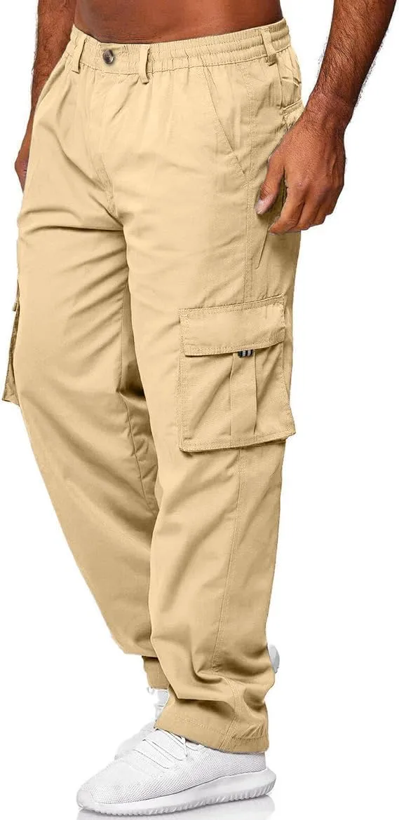 HUNGSON Mens Casual Cargo Pants - Sweatpants Joggers Athletic Trouser Cotton Loose Straight Hiking Pants for Men