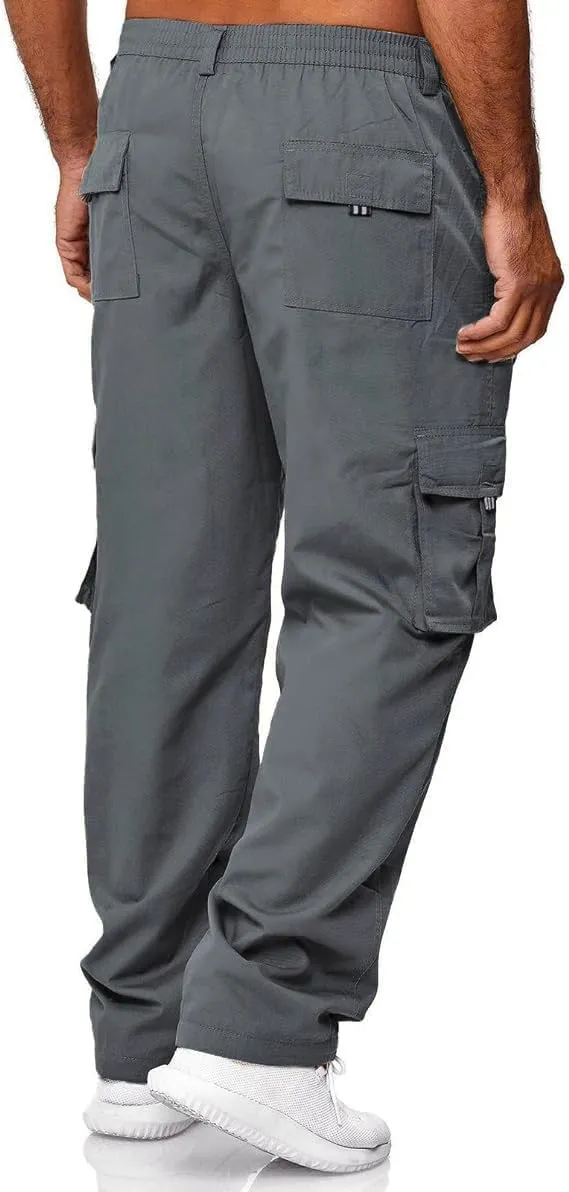 HUNGSON Mens Casual Cargo Pants - Sweatpants Joggers Athletic Trouser Cotton Loose Straight Hiking Pants for Men