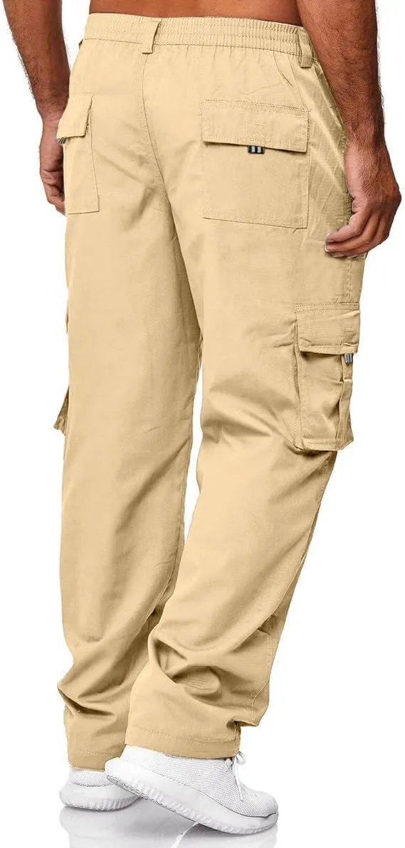 HUNGSON Mens Casual Cargo Pants - Sweatpants Joggers Athletic Trouser Cotton Loose Straight Hiking Pants for Men