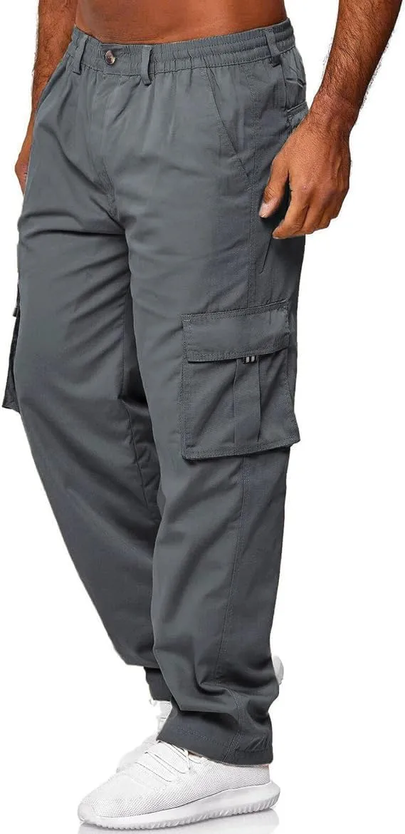 HUNGSON Mens Casual Cargo Pants - Sweatpants Joggers Athletic Trouser Cotton Loose Straight Hiking Pants for Men