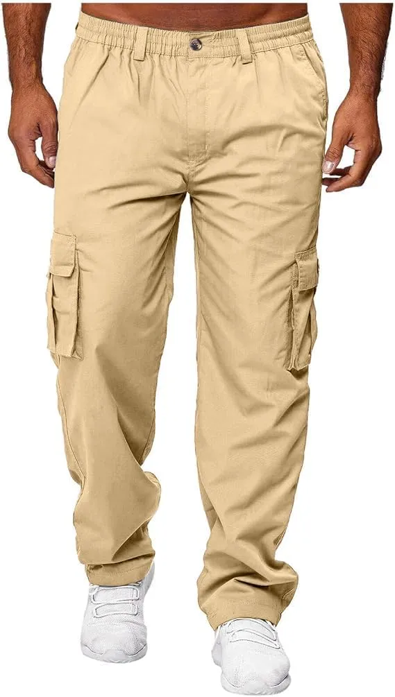 HUNGSON Mens Casual Cargo Pants - Sweatpants Joggers Athletic Trouser Cotton Loose Straight Hiking Pants for Men