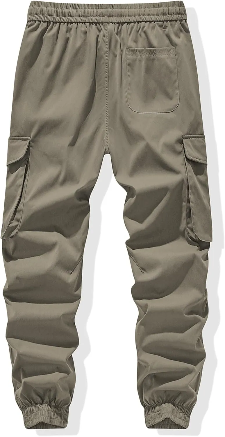 JMIERR Men's Casual Cargo Joggers Pants Stretch Elastic Waist Drawstring Tapered Sweatpants with Pockets