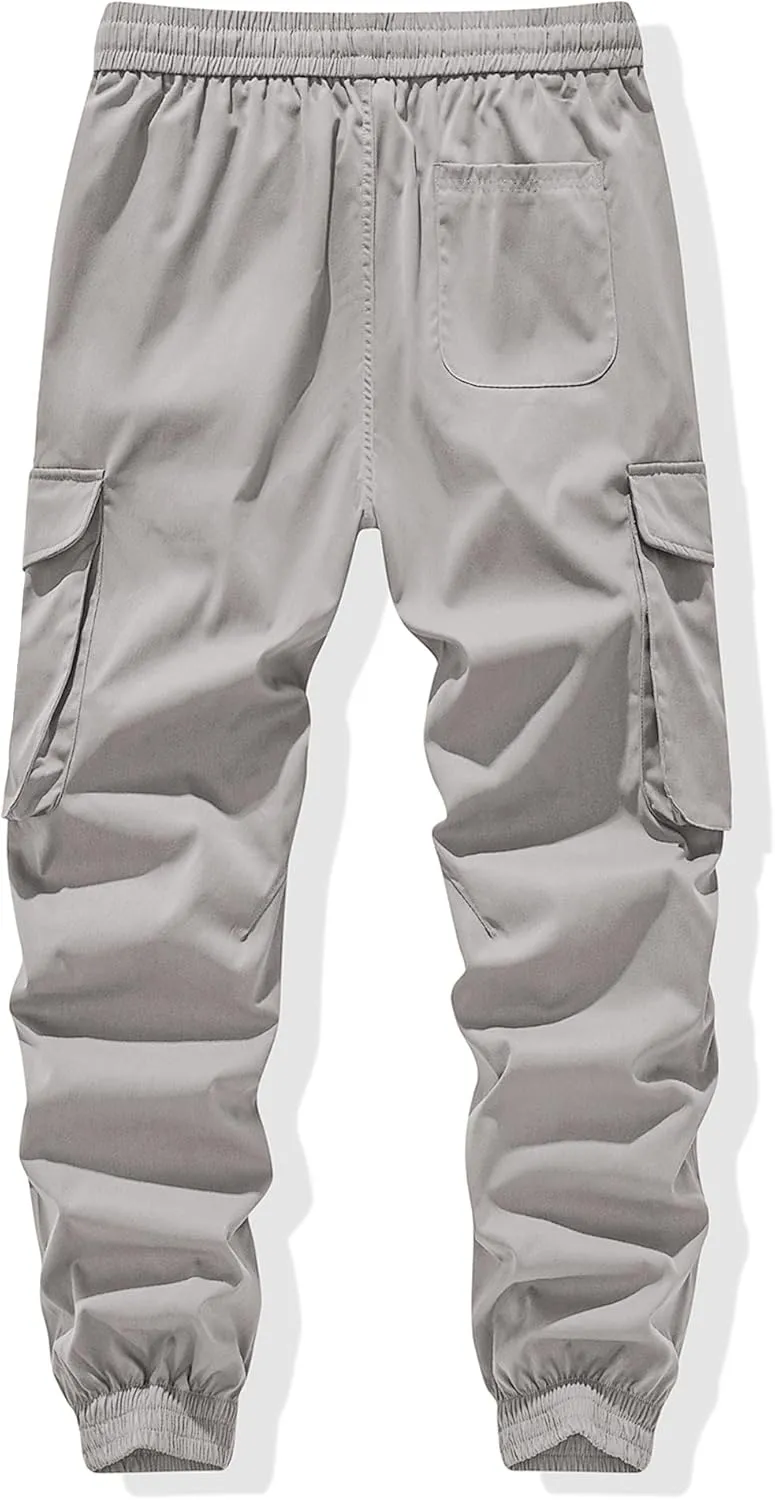 JMIERR Men's Casual Cargo Joggers Pants Stretch Elastic Waist Drawstring Tapered Sweatpants with Pockets