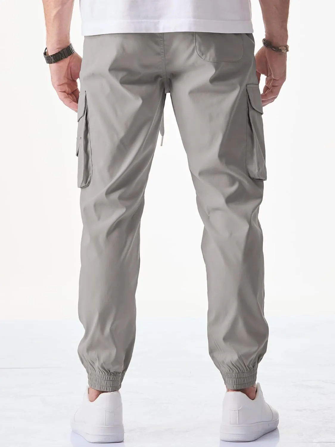 JMIERR Men's Casual Cargo Joggers Pants Stretch Elastic Waist Drawstring Tapered Sweatpants with Pockets