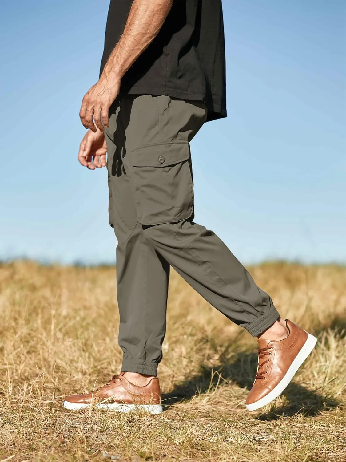 JMIERR Men's Casual Cargo Joggers Pants Stretch Elastic Waist Drawstring Tapered Sweatpants with Pockets