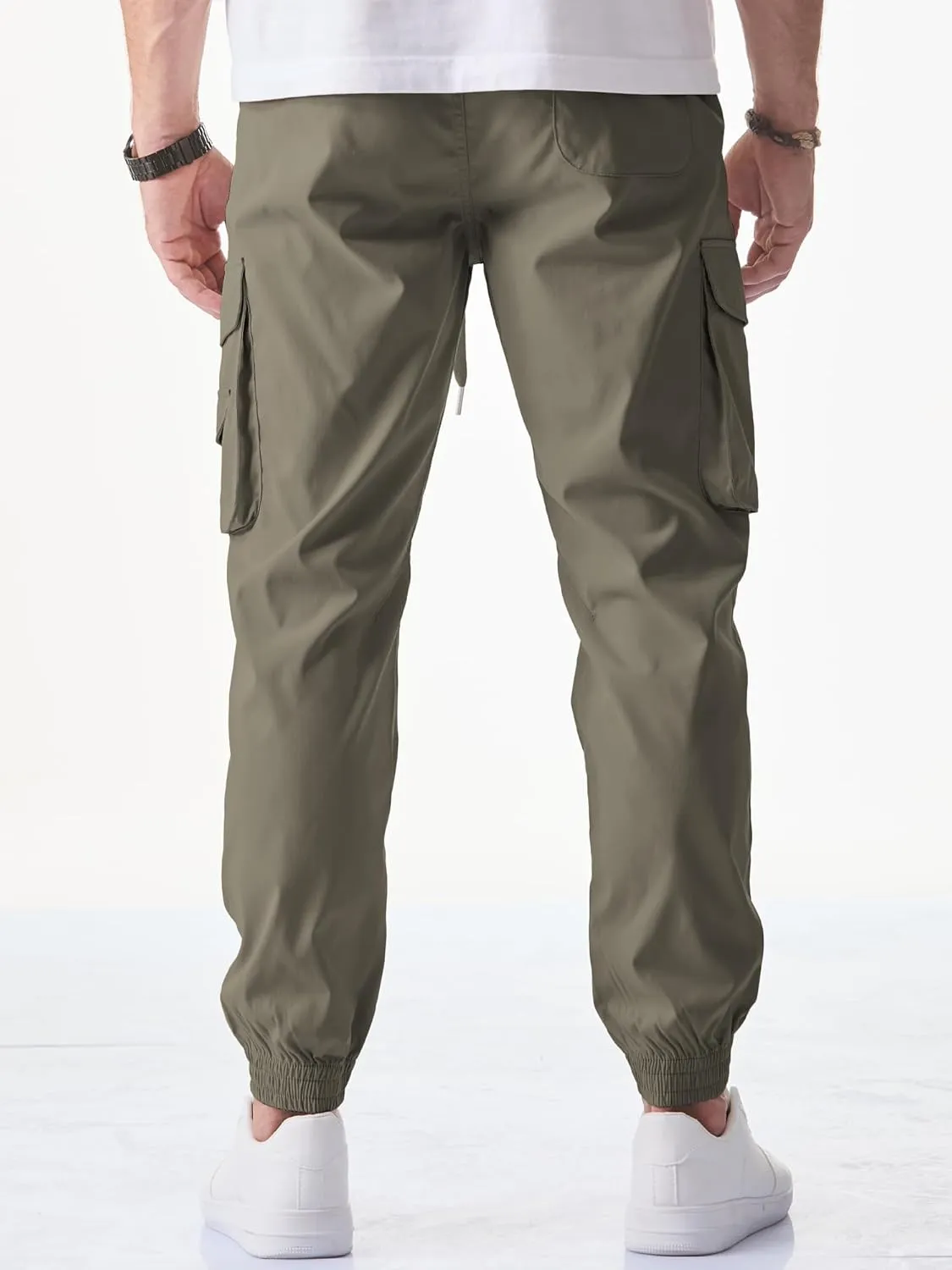 JMIERR Men's Casual Cargo Joggers Pants Stretch Elastic Waist Drawstring Tapered Sweatpants with Pockets