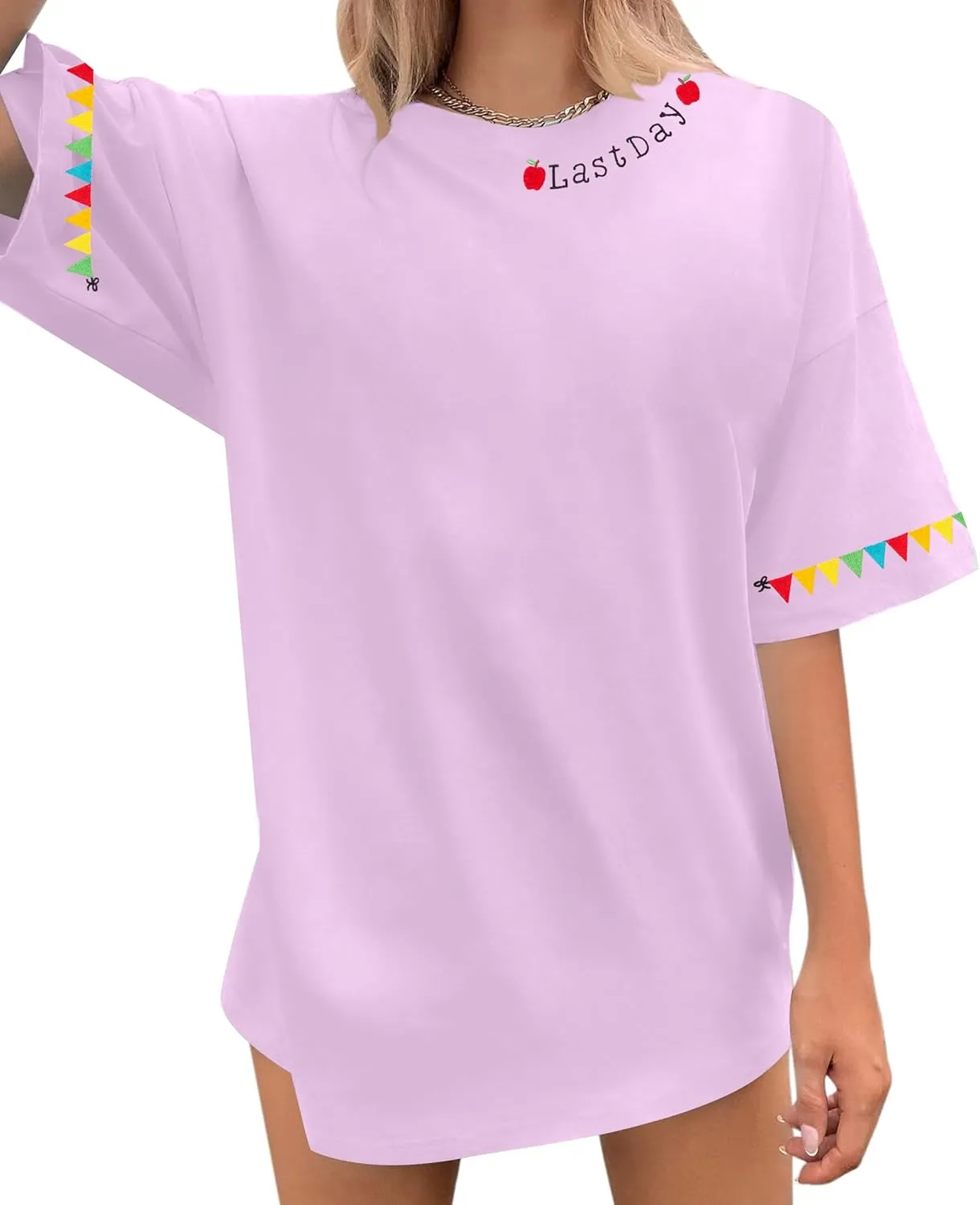 KIDDAD Women's Teacher Shirts Last Day of School Oversized T-Shirt Graphic Tees Class Dismissed Tee Tops