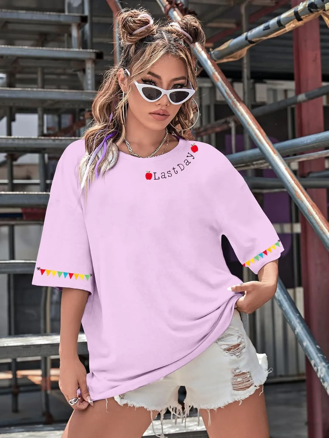 KIDDAD Women's Teacher Shirts Last Day of School Oversized T-Shirt Graphic Tees Class Dismissed Tee Tops