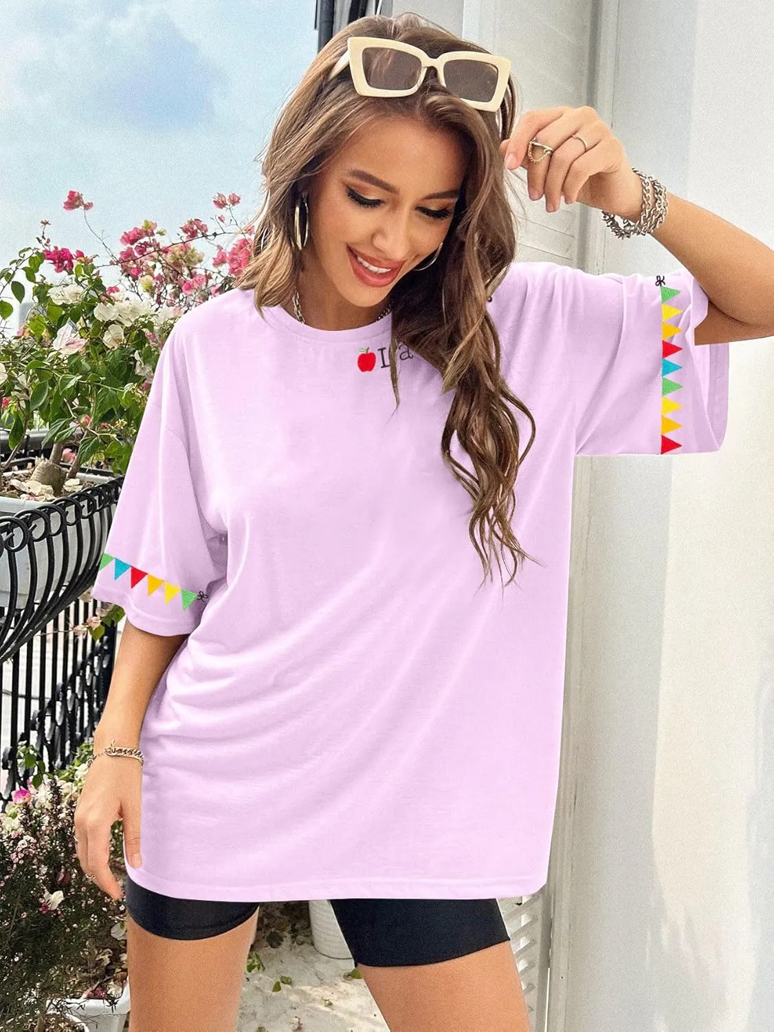 KIDDAD Women's Teacher Shirts Last Day of School Oversized T-Shirt Graphic Tees Class Dismissed Tee Tops