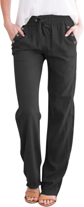 Linen Pants for Women 2025 Summer Plus Size High Waisted Lightweight Pants Straight Leg Dressy Casual Comfy Trousers