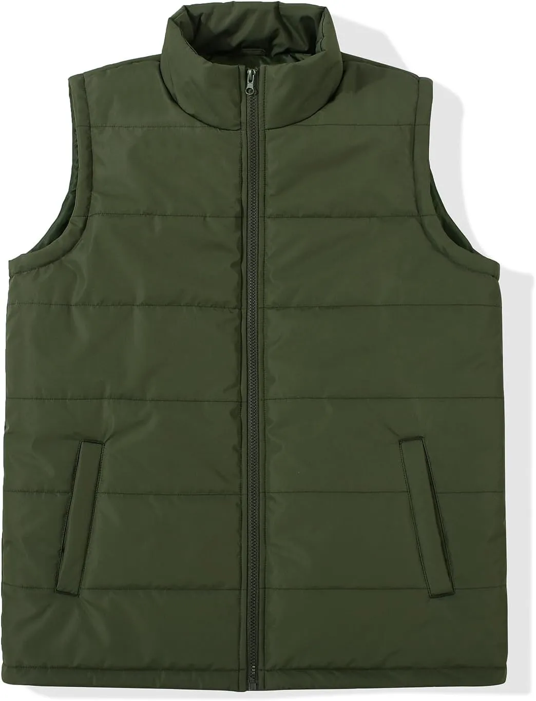 MADHERO Men's Puffer Vest Stand Collar Quilted Sleeveless Jacket Outerwear