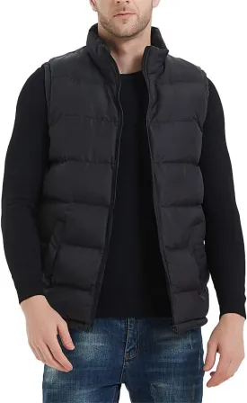 MADHERO Men's Puffer Vest Stand Collar Quilted Sleeveless Jacket Outerwear