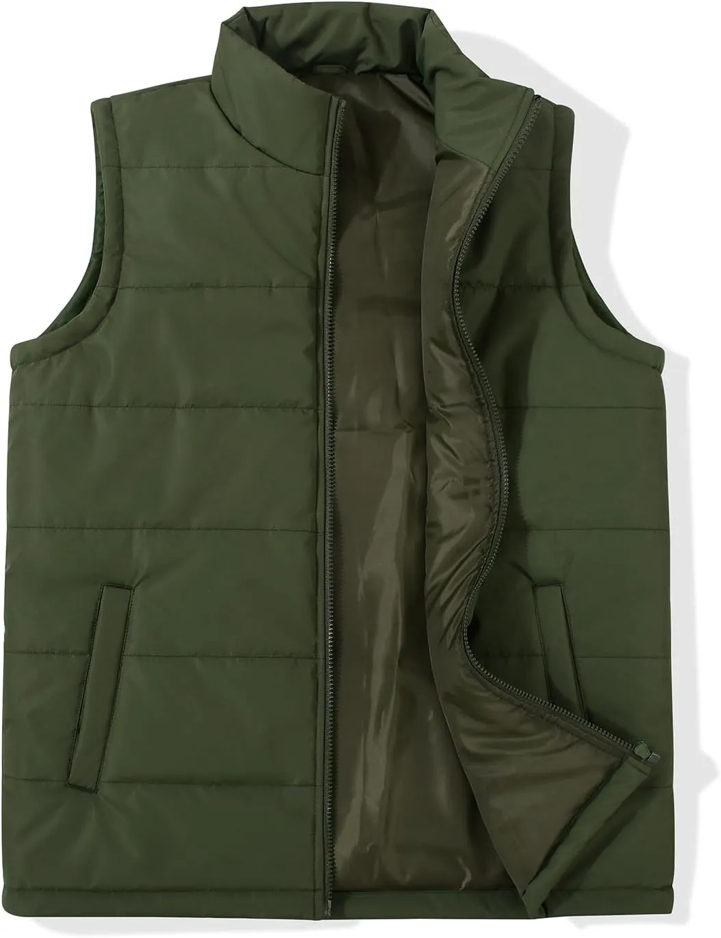 MADHERO Men's Puffer Vest Stand Collar Quilted Sleeveless Jacket Outerwear