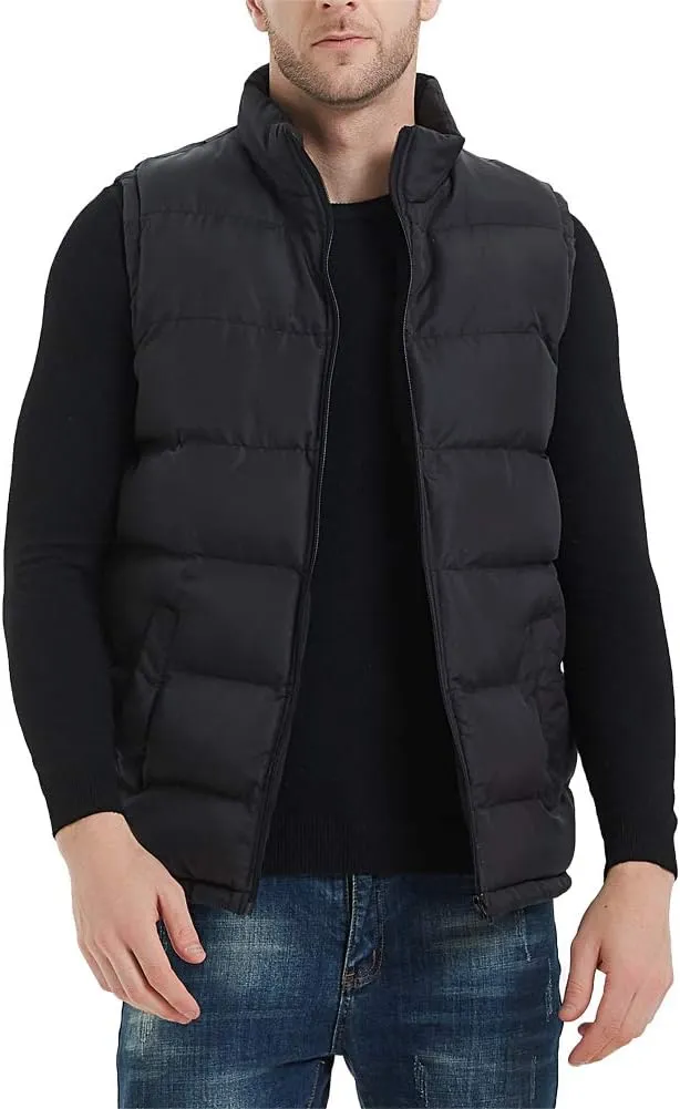 MADHERO Men's Puffer Vest Stand Collar Quilted Sleeveless Jacket Outerwear