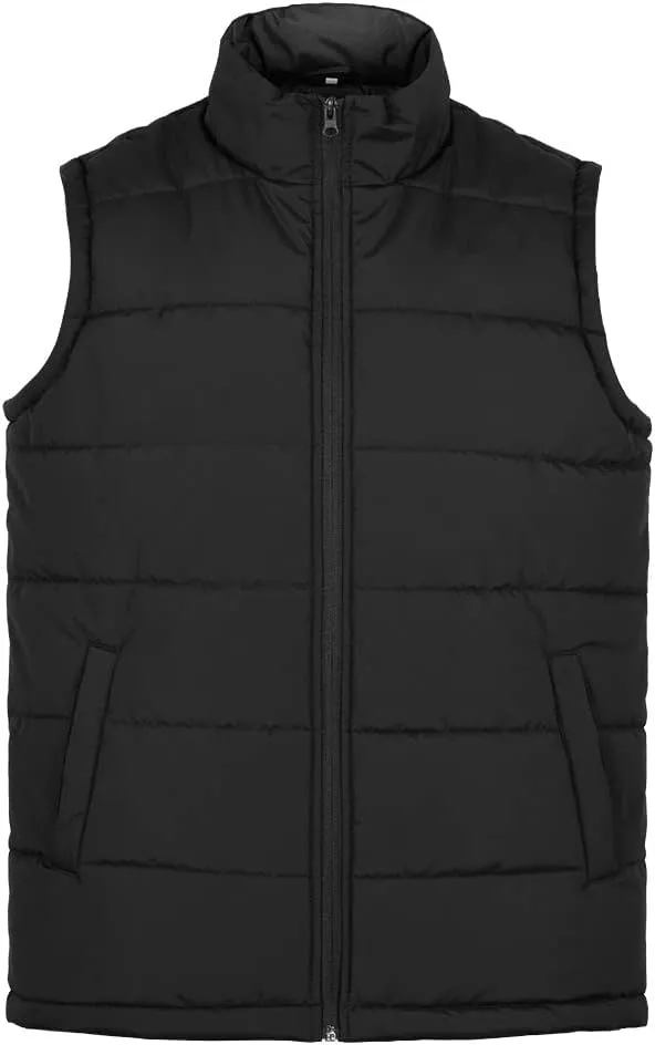MADHERO Men's Puffer Vest Stand Collar Quilted Sleeveless Jacket Outerwear