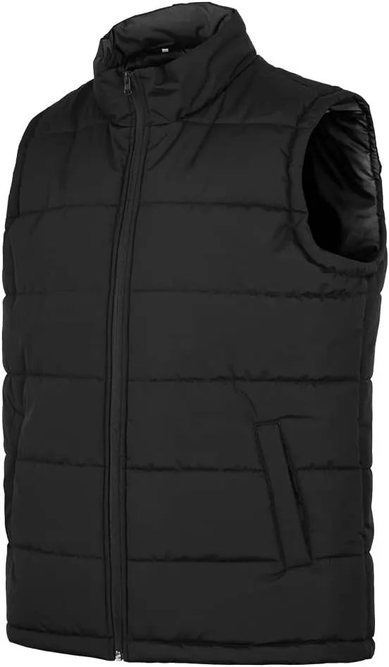 MADHERO Men's Puffer Vest Stand Collar Quilted Sleeveless Jacket Outerwear