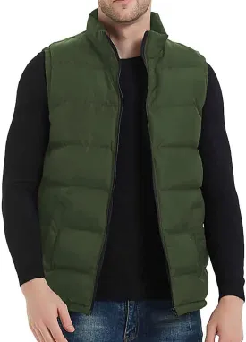 MADHERO Men's Puffer Vest Stand Collar Quilted Sleeveless Jacket Outerwear