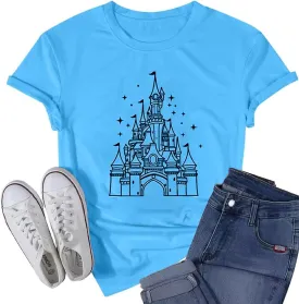 Magic Castle Shirt for Women Cute Kingdom Graphic Tshirt Casual Holiday Vacation Short Sleeve Tee Tops