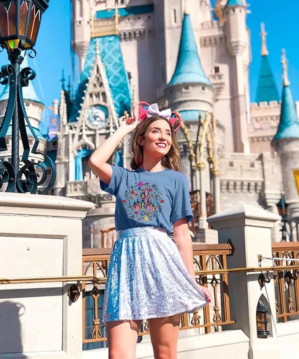 Magic Castle Shirt for Women Cute Kingdom Graphic Tshirt Casual Holiday Vacation Short Sleeve Tee Tops