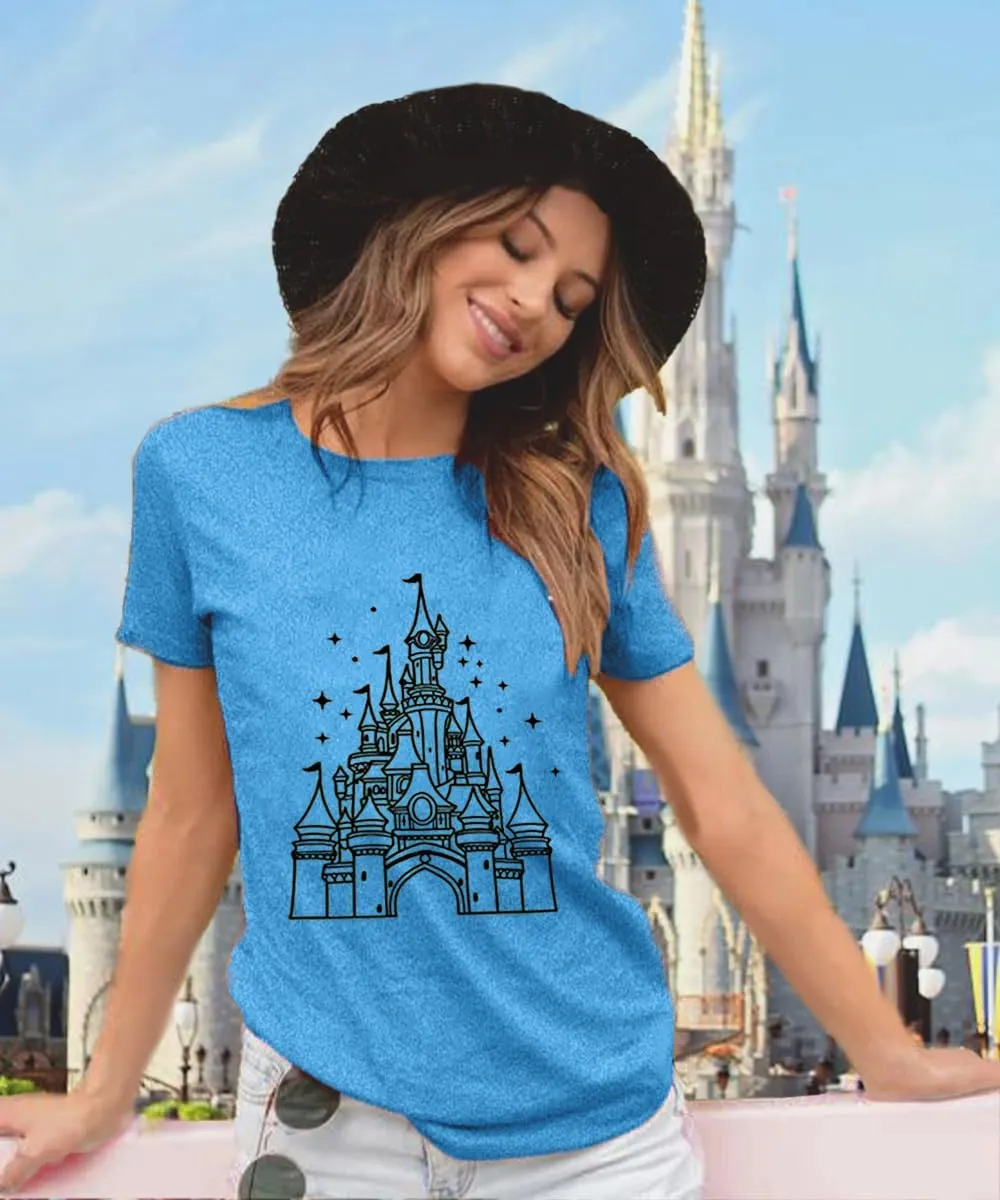 Magic Castle Shirt for Women Cute Kingdom Graphic Tshirt Casual Holiday Vacation Short Sleeve Tee Tops