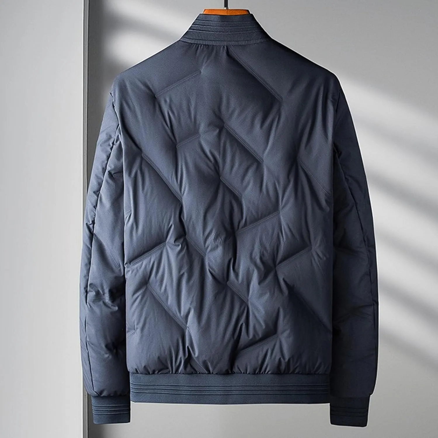 Mens Casual Bomber Jacket Full Zip Warm Winter Padded Coats Outwear Windproof Quilted Varsity Baseball Jacket