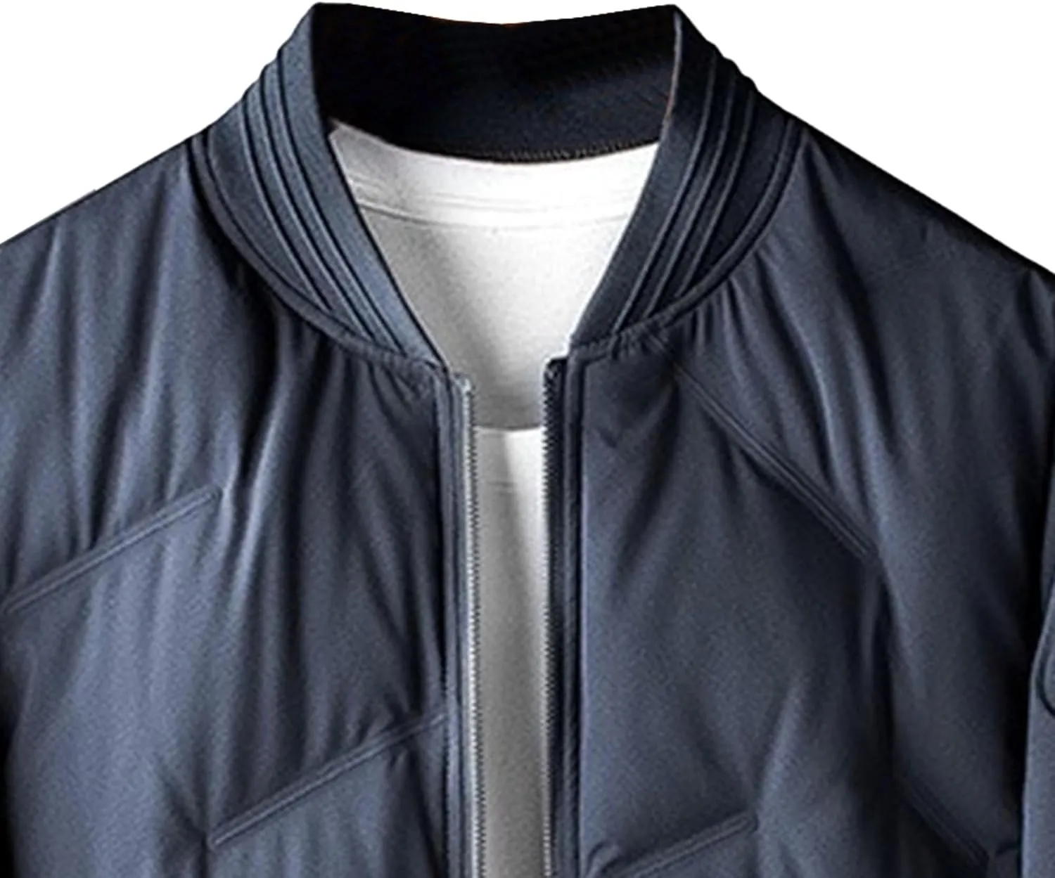 Mens Casual Bomber Jacket Full Zip Warm Winter Padded Coats Outwear Windproof Quilted Varsity Baseball Jacket