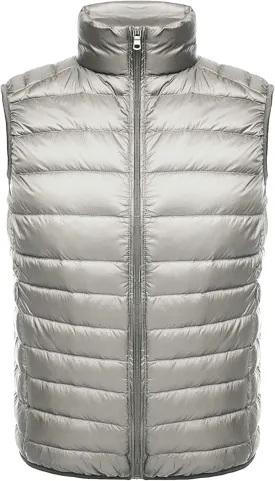 Mens Lightweight Insulated Puffer Vest Stand Collar Sleeveless Puffy Jacket Casual Warm Down Outerwear for Work Travel