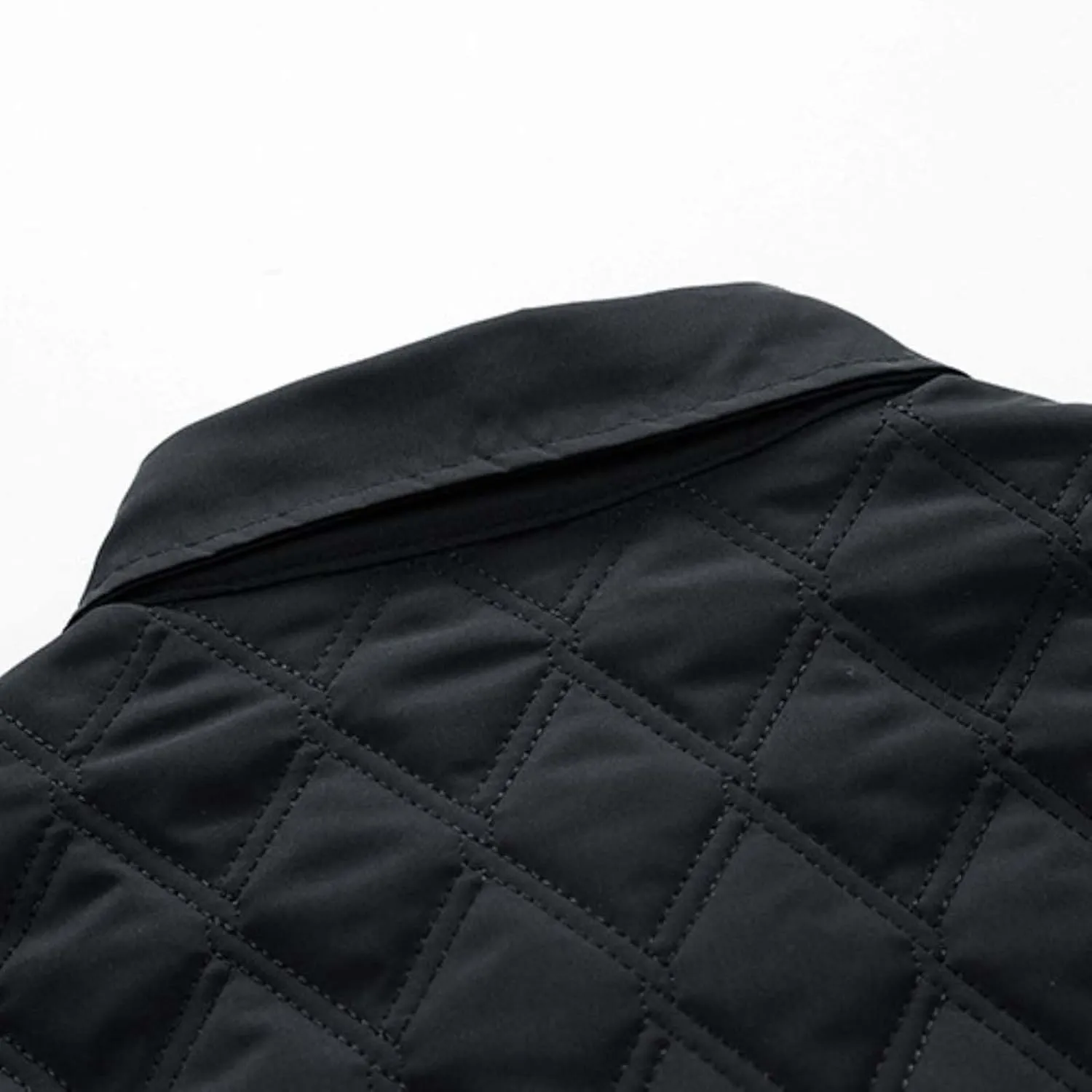 Men's Quilted Shirt Jackets Casual Long Sleeve Snap Button Down Shirts Diamond Quilted Shirt Jacket for Men Pockets