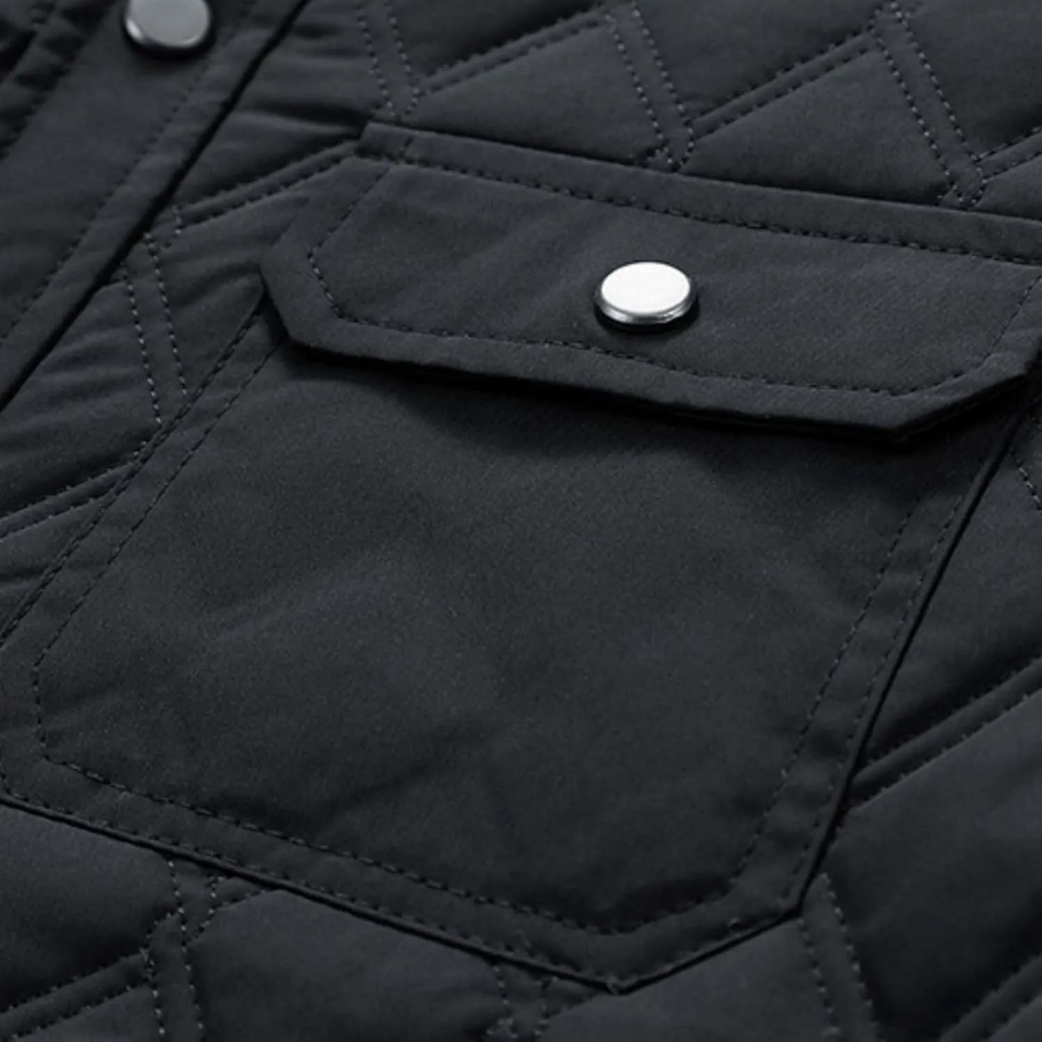 Men's Quilted Shirt Jackets Casual Long Sleeve Snap Button Down Shirts Diamond Quilted Shirt Jacket for Men Pockets