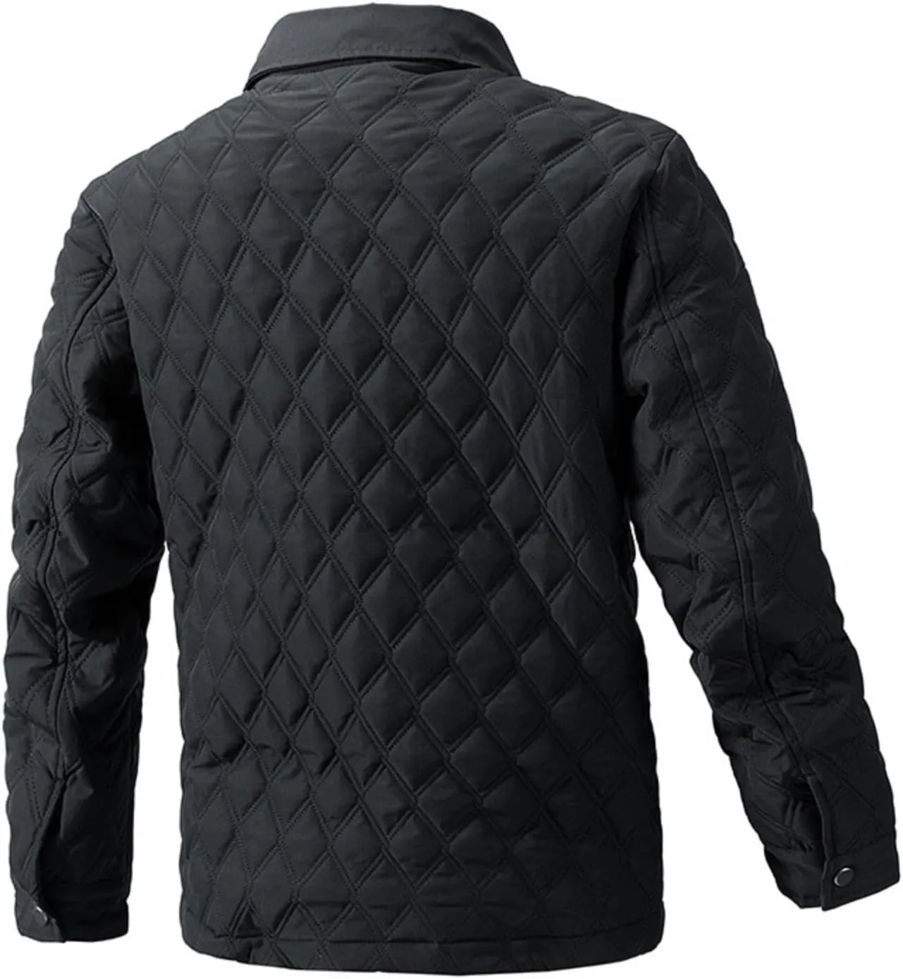 Men's Quilted Shirt Jackets Casual Long Sleeve Snap Button Down Shirts Diamond Quilted Shirt Jacket for Men Pockets