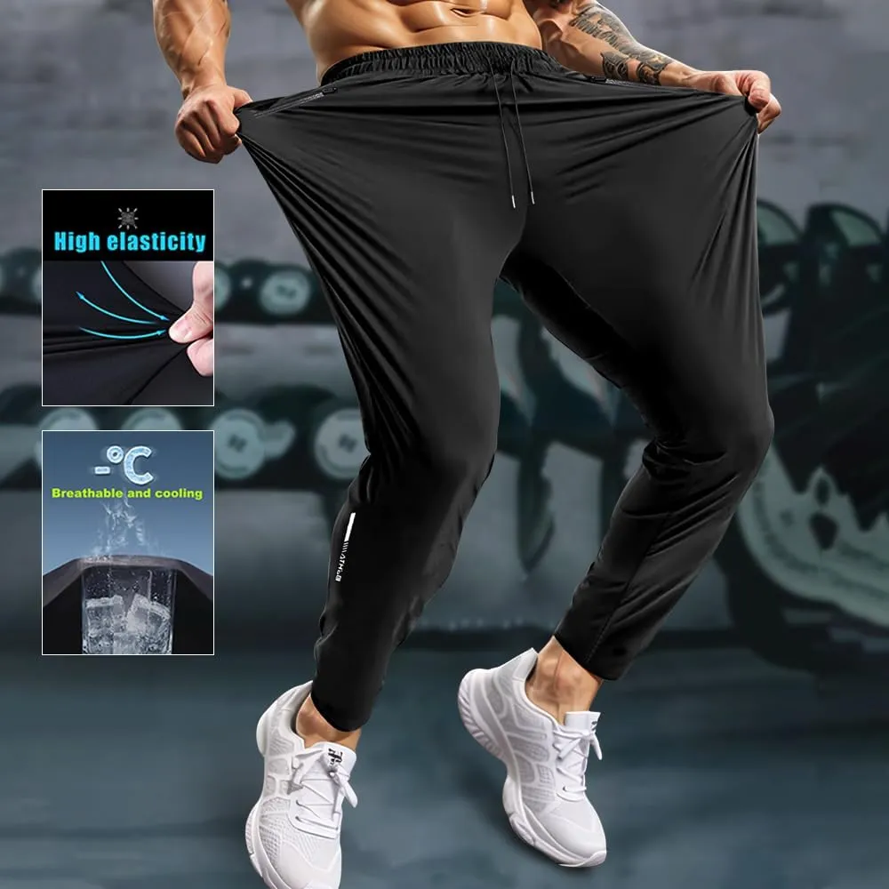Men's Sweatpants Lightweight Active Pants Quick Dry for Running Jogging YogaGolf with Zipper Pockets